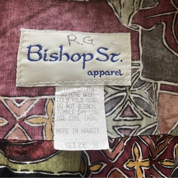 Bishop ST Street Aloha Hawaiian Theme Shirt Men S Small - Picture 5 of 6